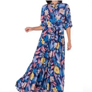 Tori Richard Honolulu Floral Maxi Dress | Size Small | Belted | Resort